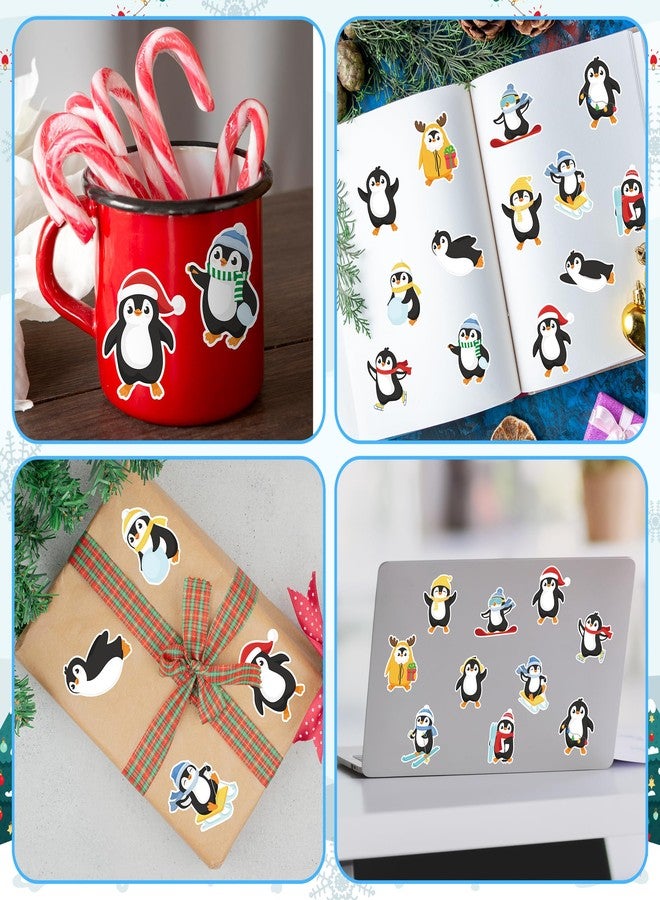 A1diee Winter Penguin Roll Stickers - Blue Cartoon Penguin Seals Envelope Tags DIY Craft Stickers for Water Bottle Holiday Baby Shower Birthday Party Gift Decor, 1000Pcs 16 Patterns - Image 5
